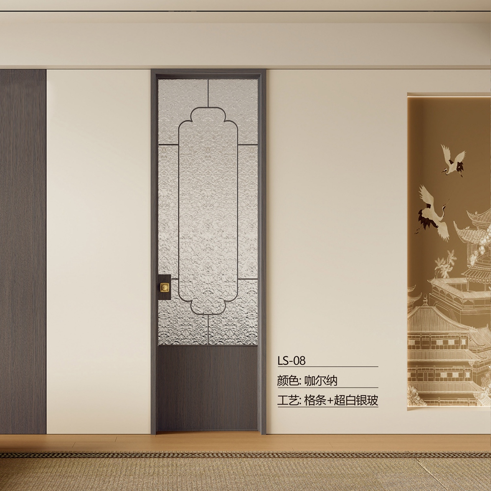 中式复古门LS-08-格条+超白银玻